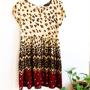 MINKPINK eclectic leopard mini dress scoop neck